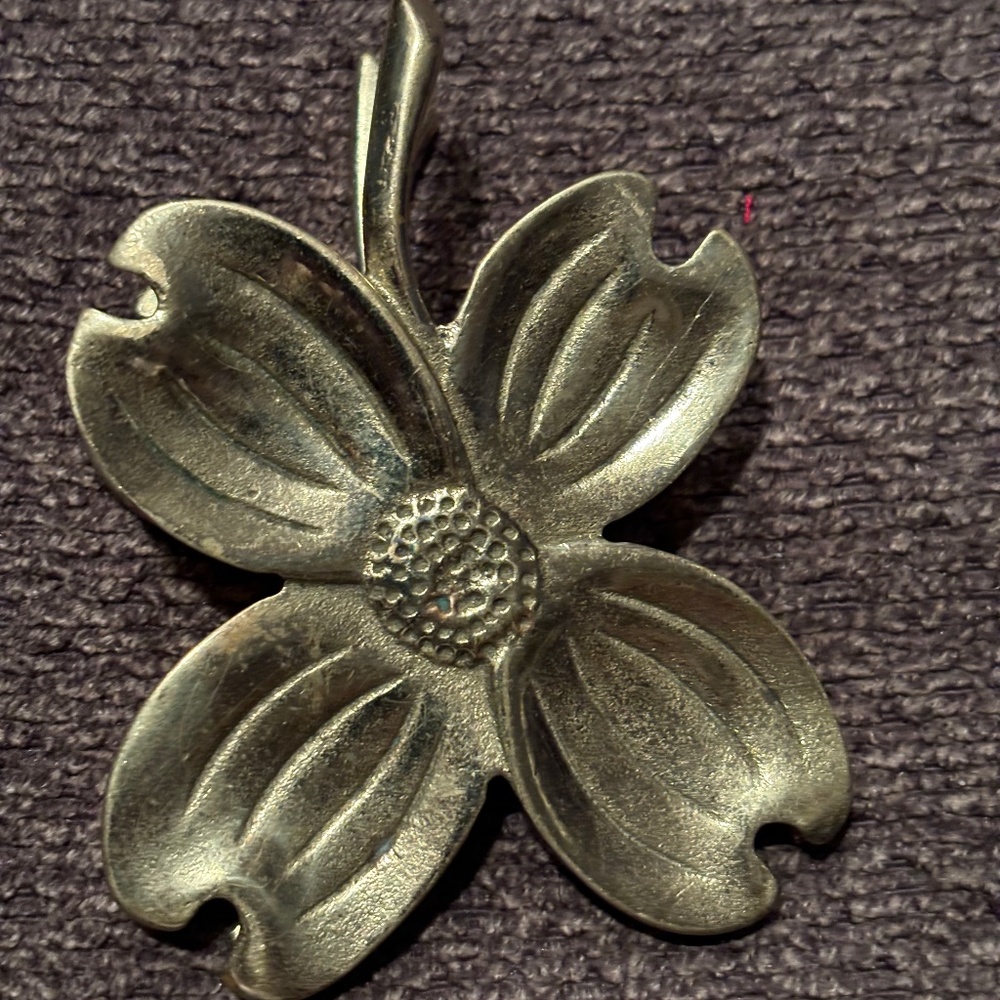Brass Dogwood Flower MCM Paperweight Clip